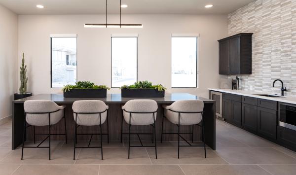 Community kitchen with beautiful seating area